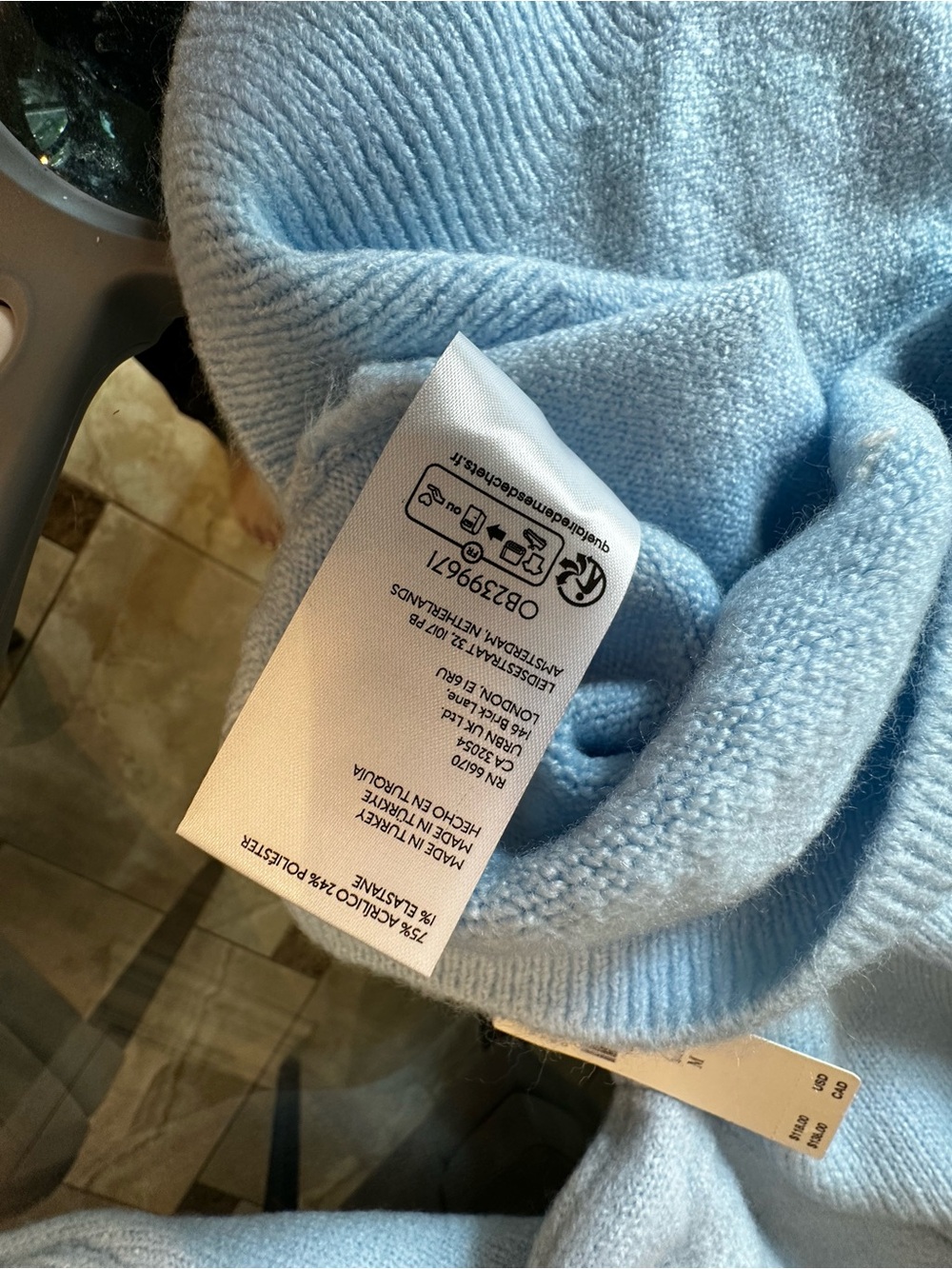 New with Tag! Anthropologie Maeve Light Blue Knit Pullover White Poodle sz M - Picture 8 of 8